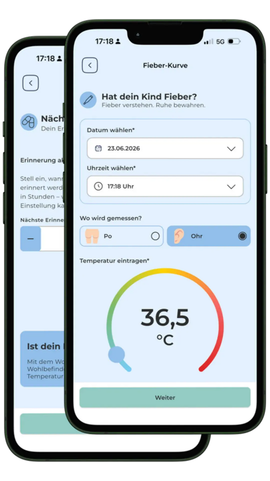 Fieberkurve in der KidsDoc App: Temperaturwerte und Verlauf dokumentieren