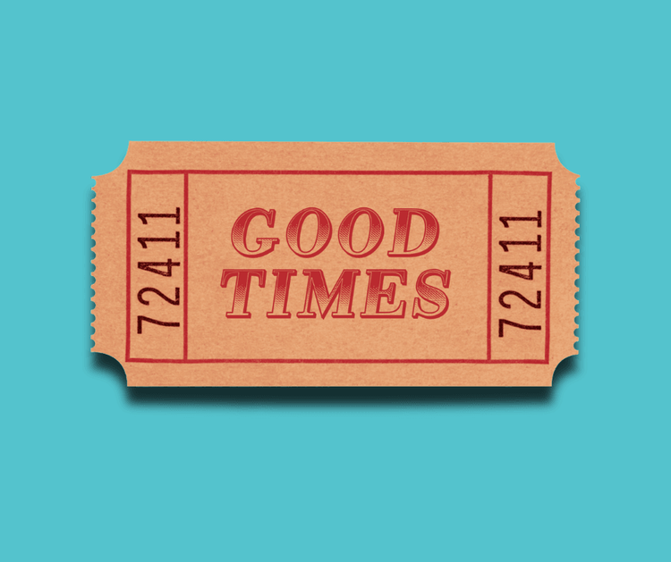 Foto: Alte Eintrittskarte aus Pappe mit dem Aufdruck Good Times