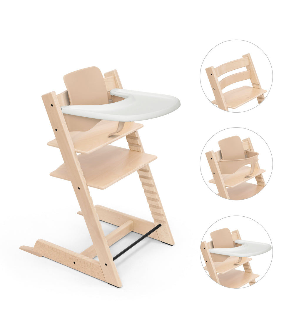 Stokke Tripp Trapp Hochstuhl in Natur mit Baby Set und Tablett